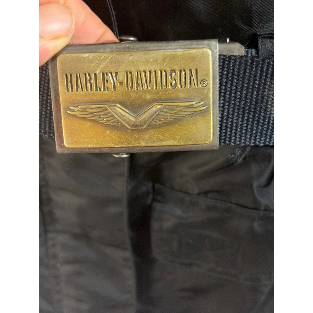 Harley-Davidson Womens Black Nylon Belted Field Jacket‎ Medium Logo Embroidered